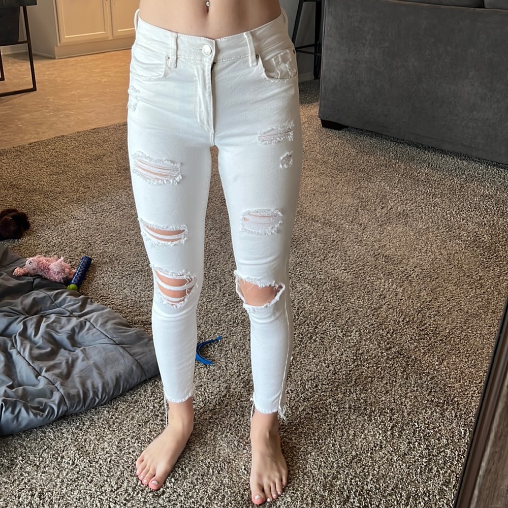 White garage high waisted jeans